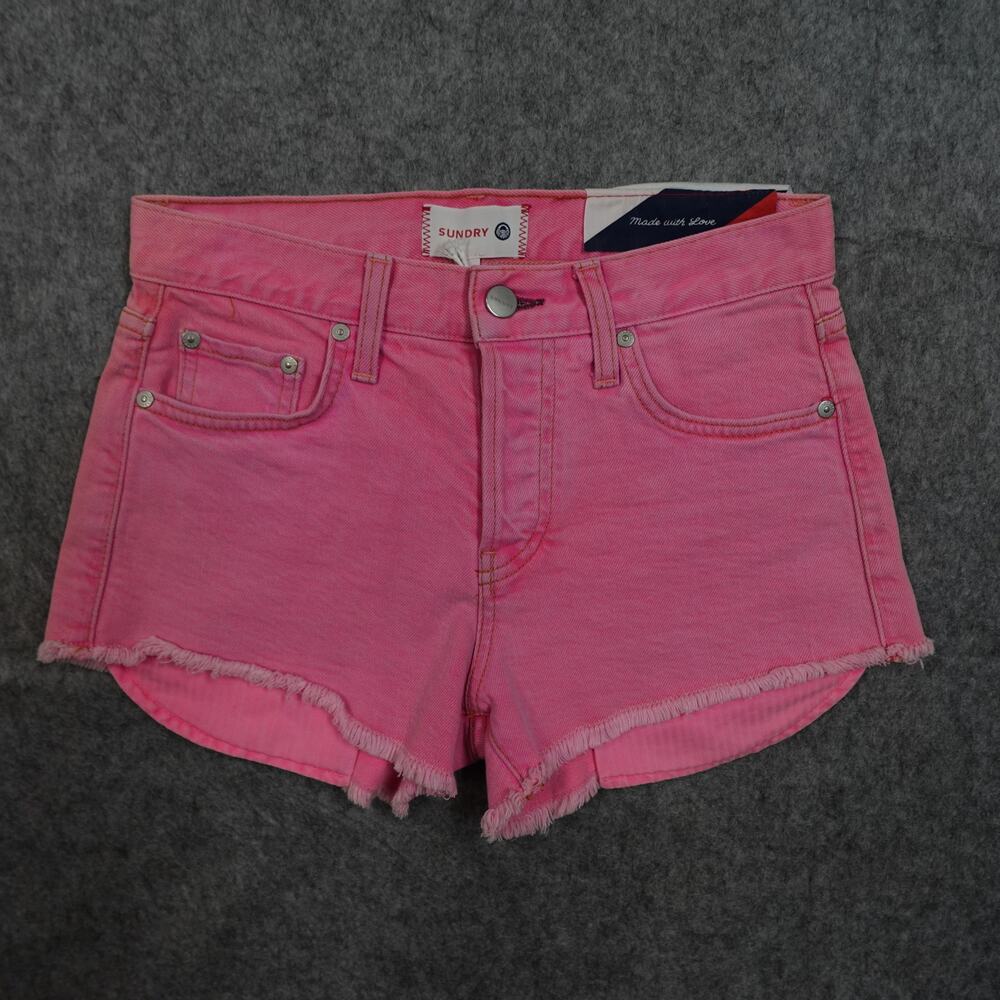 Sundry Shorts Womens‎ 24 NWT Exposed Pocket Pink Cut Off Festival Denim